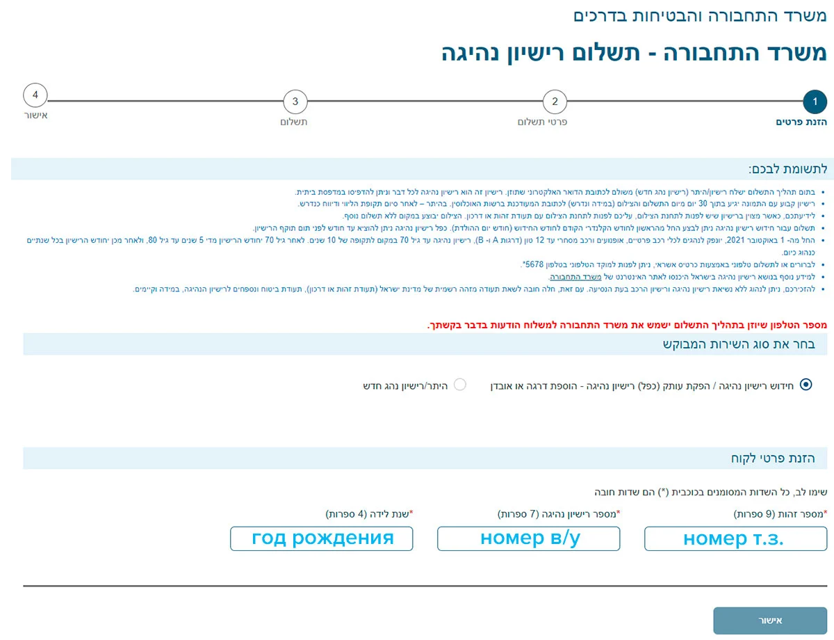 Водительские права в Израиле в 2024 году - оплата пошлины